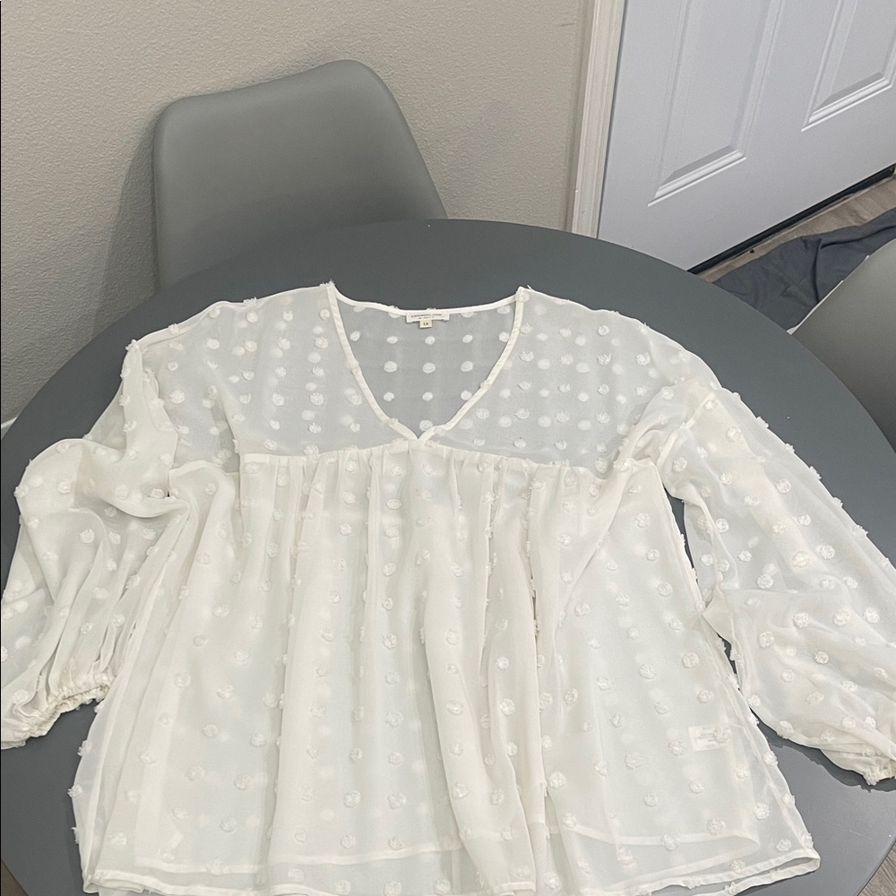 Chicsoul  Sheer White Blouse for Women